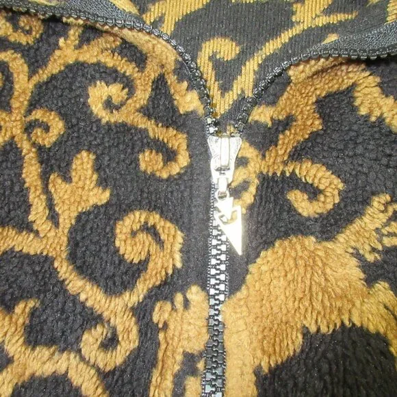 KERRITS womens brown black Equestrian 1/2 zip horse pattern fleece sweater XL - Picture 6 of 9